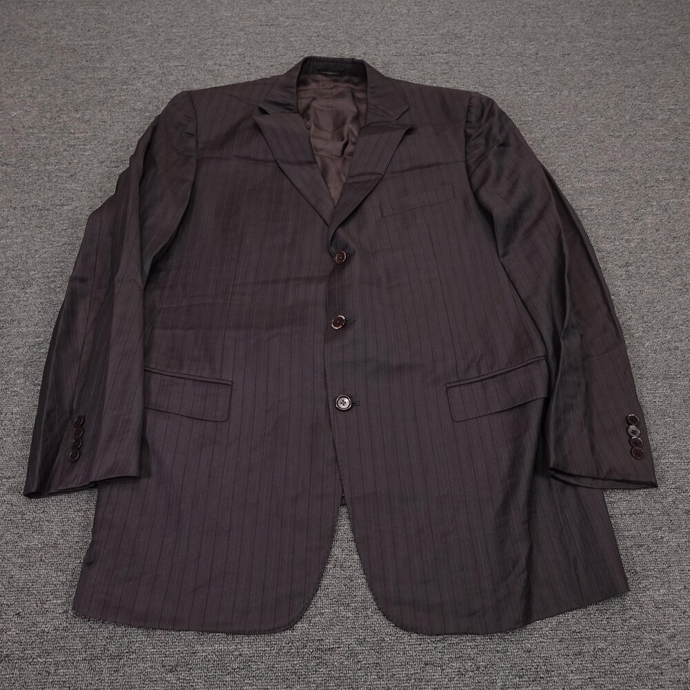 Ermenegildo Zegna Suit Jacket Mens 58L Brown Striped Trofeo Wool 3 Button